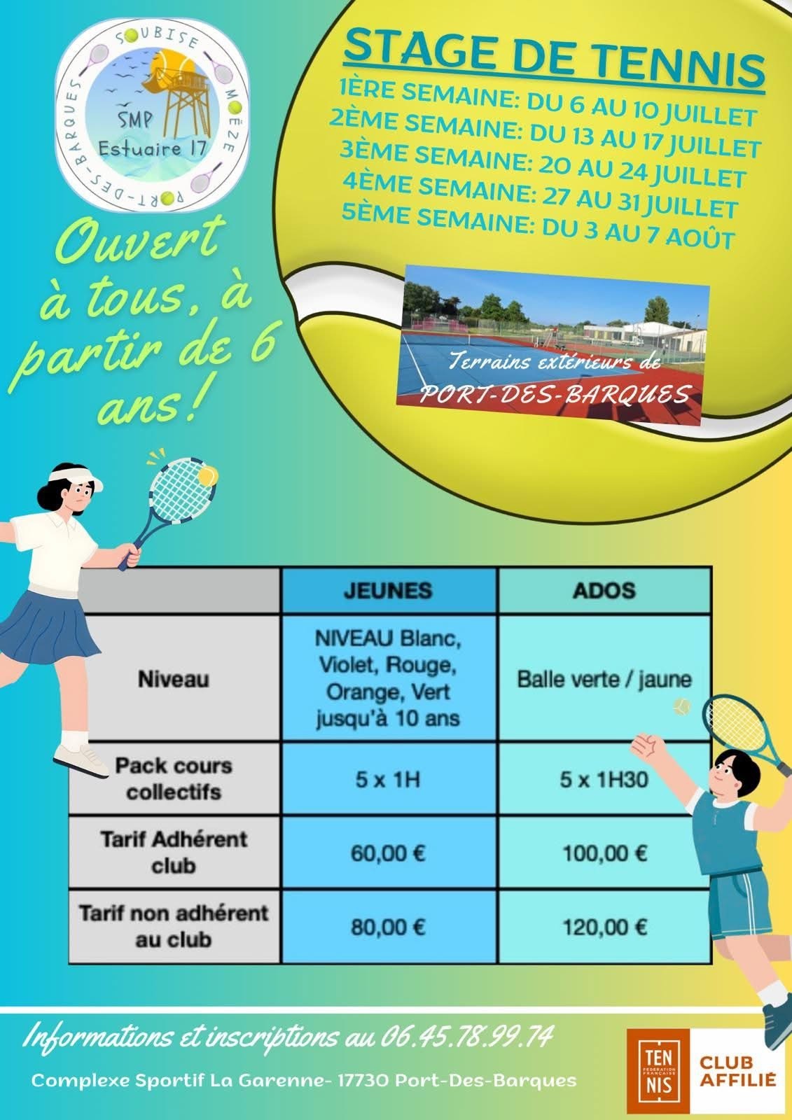 Stages d'été de tennis