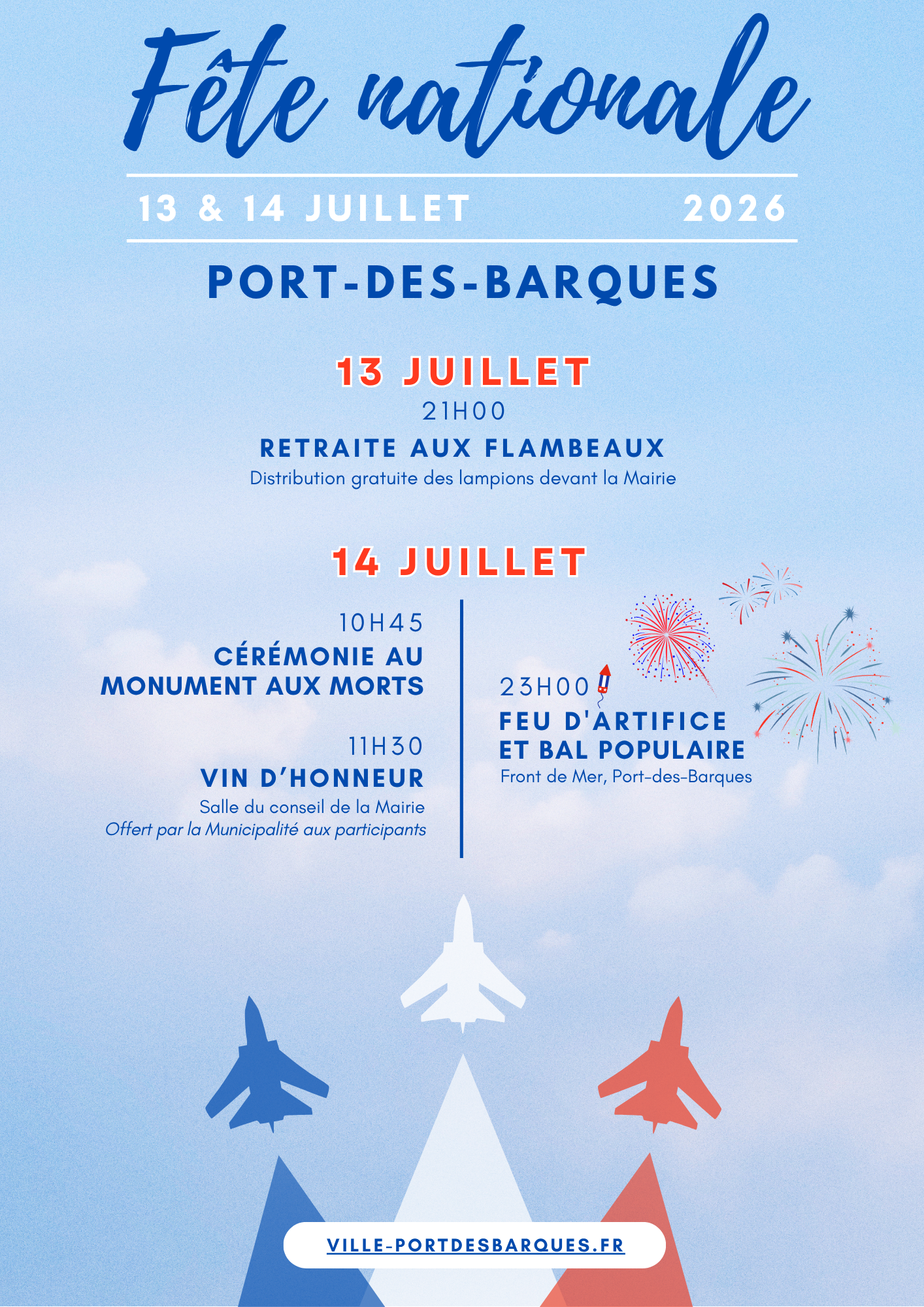 Cérémonie du 14 juillet et feu d'artifice
